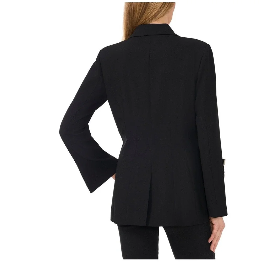CeCe Rhinestone Bow Sleeve One-Button‎ Blazer Black Elegant Tailored Jacket 4